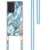 Samsung Galaxy A53 hoesje met blauw koord - Marble sea - thumbnail