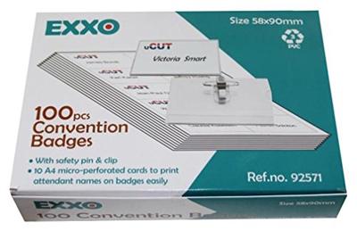 Badge met combiklem, ft 58 x 90 mm, doos van 100 stuks, inclusief etiketten