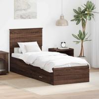 Bedframe Bruin Eiken en Zilver 75 x 190 cm Bewerkt hout - thumbnail