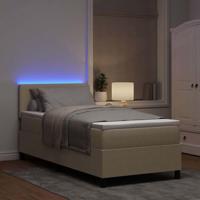 Boxspring bed Lichtgrijs en wit. 203 x 80 x 88 cm Katoenen stof - thumbnail