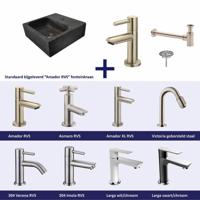 Fonteinset Ceres Square Natuursteen 30X30X10 cm RVS Aqua Splash - thumbnail