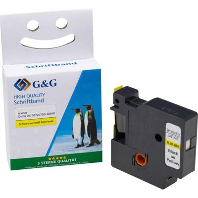 Labeltape G&G 15567 Compatibel vervangt DYMO 40918 Tapekleur: Geel Tekstkleur: Zwart 9 mm 7 m Labeltape G&G 15567 Compatibel vervangt DYMO 40918 Tapekleur: Geel Tekstkleur: Zwart 9 mm 7 m