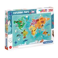 Clementoni legpuzzel Exploring Maps: Dieren 250 stukjes - thumbnail