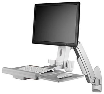ICY BOX IB-MS600-W, Sit-Stand-Workstation mit Wandhalter für ein Monitor bis zu 24 Monitor-wandbeugel Aantal monteerbare displays: 1 Display(s) 25,4 cm (10) -