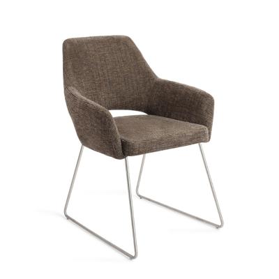 Jesper Home Yanai eetkamerstoel Checked Chestnut slide steel