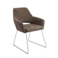 Jesper Home Yanai eetkamerstoel Checked Chestnut slide steel - thumbnail