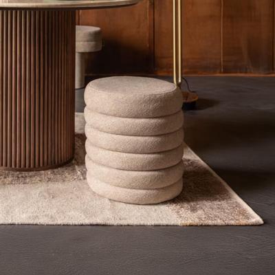 Dutchbone Poef 'Fern' Bouclé, kleur Beige