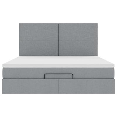 Ottoman bed met matras 180x200cm stof lichtgrijs