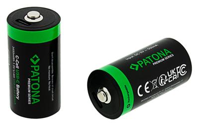 Set van 2 x Baby C oplaadbare batterijen, met USB-C aansluiting - Lithium Ion - 2300mAh