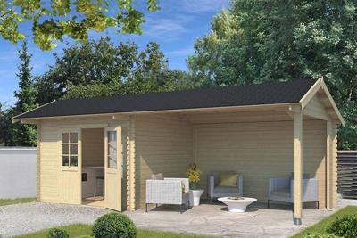 Outdoor Life Maribel Blokhut 700x320 cm 34 mm vuren blank- Zadeldak- Onbehandeld vurenhout- Outdoor Life