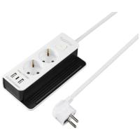 Sygonix SY-6118232 Bureaustekkerdoos 2-voudig Wit, Zwart Randaarde stekker 1 stuk(s) - thumbnail