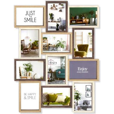 Haes Deco Houten Multi Fotolijst / Galerie Alvesta in bruin tinten voor 12 foto's 10x15 (formaat 44 x 58 cm) - MP164
