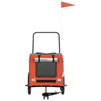 VidaXL Hondenfietstrailer oxford stof en ijzer oranje en grijs - thumbnail