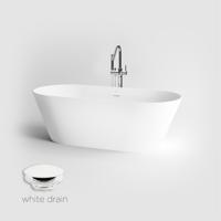 Vrijstaand Ligbad Clou Solium Geïntegreerde Overloop Met Plug Mat Wit - thumbnail