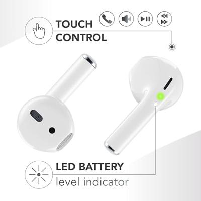 Music Sound, Spark TWS Hoofdtelefoon, bluetooth, draadloos, led-display, 30 uur afspelen, automatische koppeling, touch-bediening op de oordopjes, wit