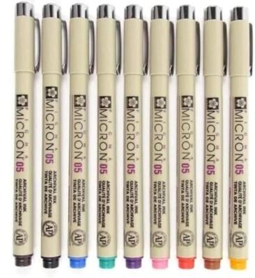 Fineliner Sakura Pigma Micron assorti etui à 9 stuks Fineliner Sakura Pigma Micron assorti etui à 9 stuks