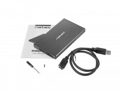 Natec RHINO GO USB 3.0-behuizing voor 2,5'' SATA HDD/SSD, zwart Aluminium - thumbnail