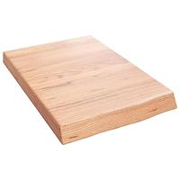 Wastafelblad 40x60x6 behandeld massief hout lichtbruin - thumbnail