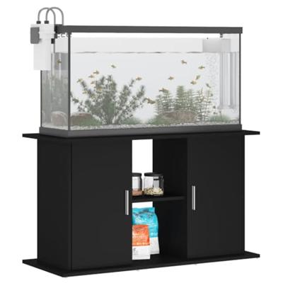 Aquariumstandaard 101x41x58 cm bewerkt hout zwart - thumbnail