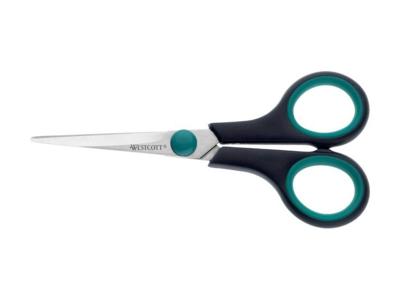 Westcott schaar Easygrip, ft 14 cm, rechts en links, scherpe punt, RVS, blauw/zwart, blister van 1 stuk