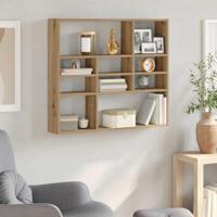 Wandschap 90x16x78 cm bewerkt hout artisanaal eikenkleurig - thumbnail