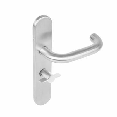 Deurkruk Rond op schild verdekt ovaal 219x40mm met nokken wc 63/8mm rvs EN1906/4 Deurkruk Rond op schild verdekt ovaal 219x40mm met nokken wc 63/8mm rvs EN1906/4