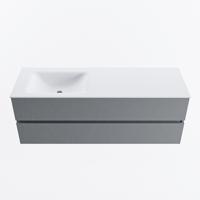 MONDIAZ VICA 140cm badmeubel onderkast Plata 2 lades. Wastafel CLOUD links zonder kraangat, kleur Talc. - thumbnail