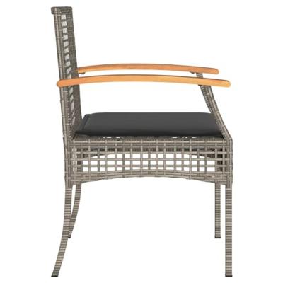 Tuinstoelen 4 st met kussens poly rattan en acaciahout grijs