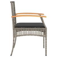 Tuinstoelen 4 st met kussens poly rattan en acaciahout grijs - thumbnail