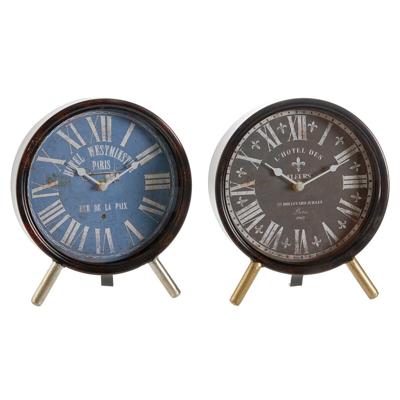 Tafelklok DKD Home Decor Blauw Zwart Vintage (2 Stuks) Tafelklok DKD Home Decor Blauw Zwart Vintage (2 Stuks)