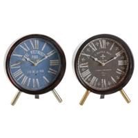 Tafelklok DKD Home Decor Blauw Zwart Vintage (2 Stuks) - thumbnail