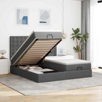 Ottoman bed met matrassen 160x200cm stof donkergrijs - thumbnail