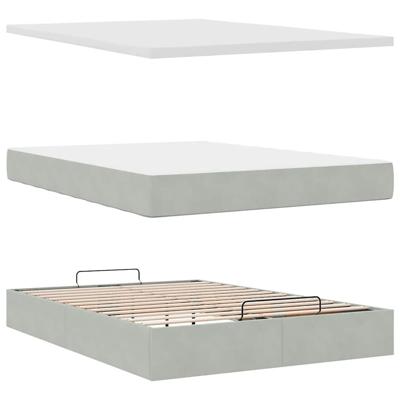 Ottoman bed met matras en LED's 140x200cm fluweel lichtgrijs