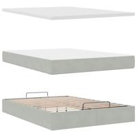 Ottoman bed met matras en LED's 140x200cm fluweel lichtgrijs - thumbnail