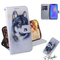 Witte Wolf patroon gekleurde tekening horizontale Flip lederen case voor Huawei P Smart + 2019/Nova 3i met houder & card slots & portemonnee - thumbnail