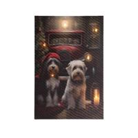 Kerst canvas honden LED 38x58cm - thumbnail