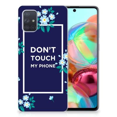Samsung Galaxy A71 Silicone-hoesje Flowers Blue DTMP Samsung Galaxy A71 Silicone-hoesje Flowers Blue DTMP