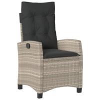 Tuinstoelen 2 st verstelbaar met kussens poly rattan lichtgrijs - thumbnail