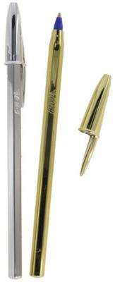 Bic balpen Cristal Shine, blister met 2 stuks (goud en zilver)