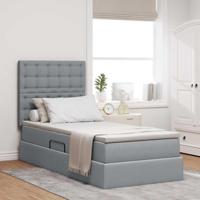 Opbergbed met LED met matras Lichtgrijs 100 x 200 cm Polyester - thumbnail