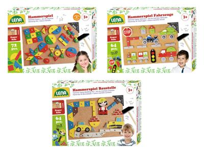 Lena kinderspel Hamertje Tik kurk/hout/metaal 64-delig