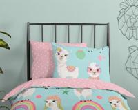 Good Morning Kinderdekbedovertrek "lama&apos;s en regenbogen" - Multi - (140x200/220 cm) - Katoen - thumbnail
