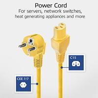 ACT Netsnoer CEE 7/7 male (haaks) - C15 geel 2 m - thumbnail