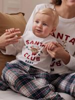 2-delige kerstpyjama voor baby's 'Santy Club' familie-capsulecollectie ecru - thumbnail