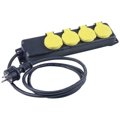 Heitronic 45058 Stekkerdoos zonder schakelaar Zwart/geel Aanraakbeveiliging