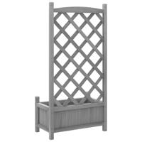 Plantenbak met latwerk massief vurenhout grijs - thumbnail