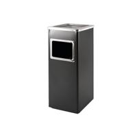 Afvalbak met asbak BRASQ 16 liter AT600 zwart - thumbnail