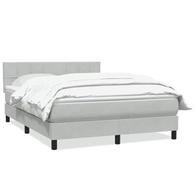 Boxspring met matras fluweel lichtgrijs 140x210 cm