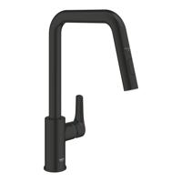 GROHE Eurosmart Keukenmengkraan - uittrekbare uitloop - 2 straalsoorten - matte black 306192430 - thumbnail