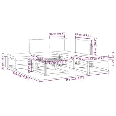 6-delige Loungeset met kussens massief acaciahout